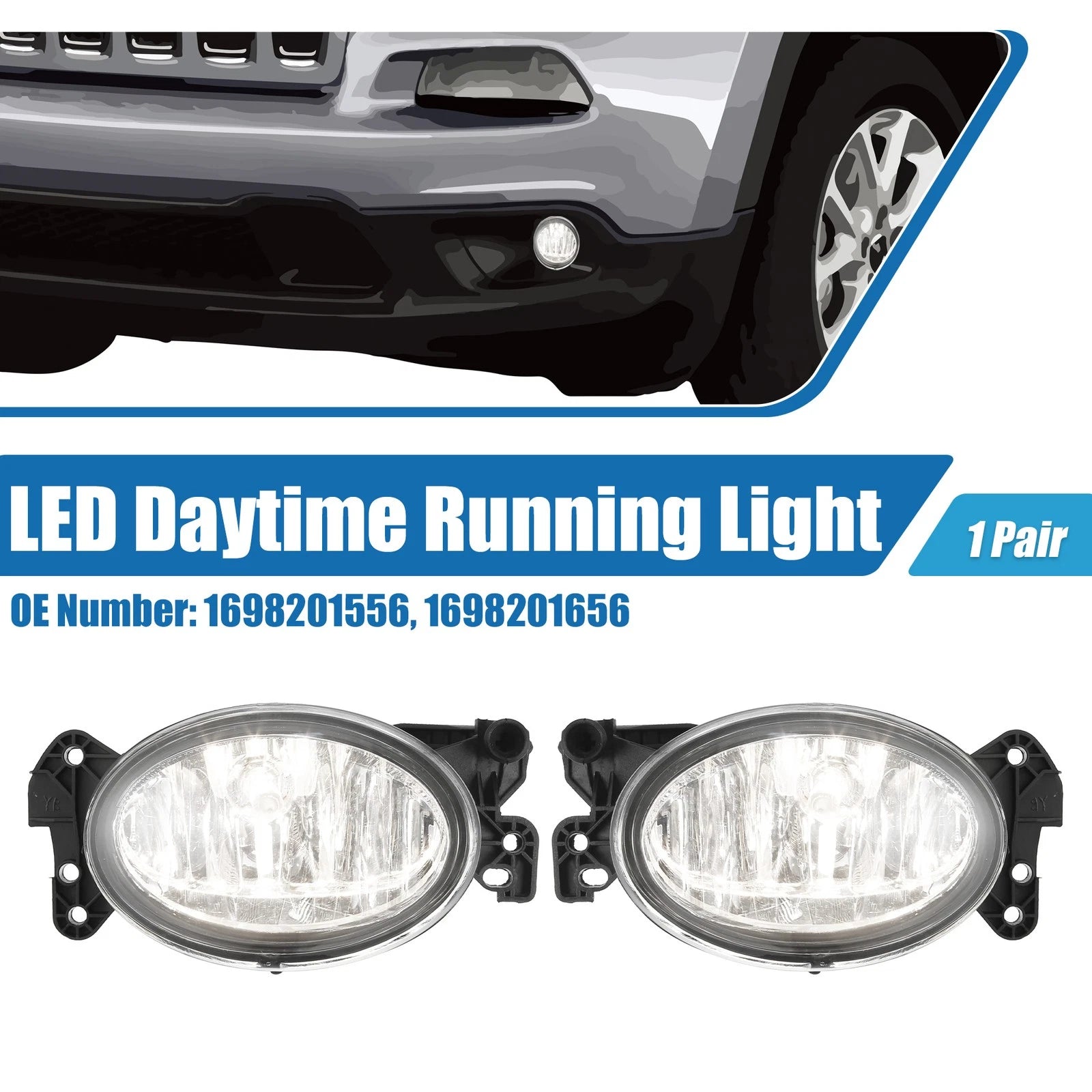 Driving Fog Lights 1698201556 for Mercedes (1 Pair)