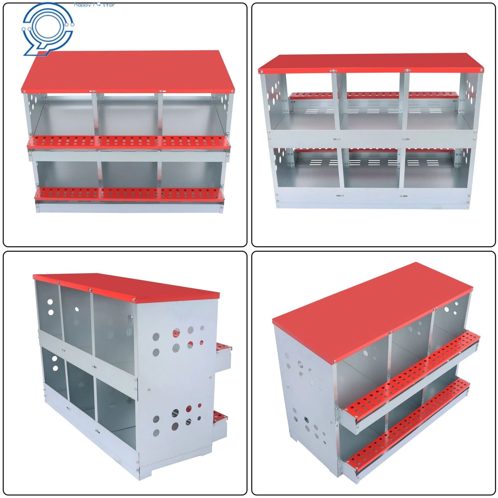 Nesting Box for Chicken (Red, Roll Away, 6 Holes)