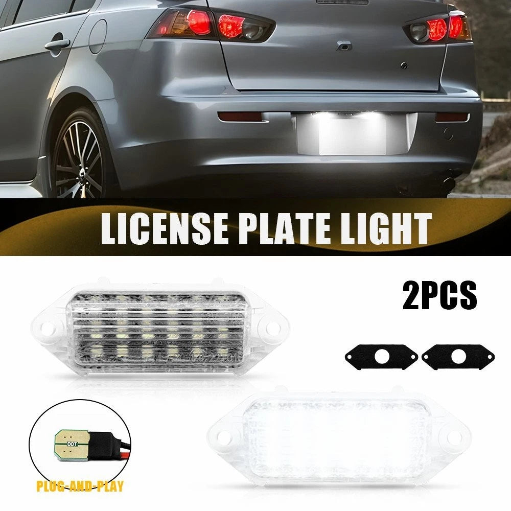 2X White LED License Plate Light for Mitsubishi Lancer (2003–2017) 18-SMD 8341A099