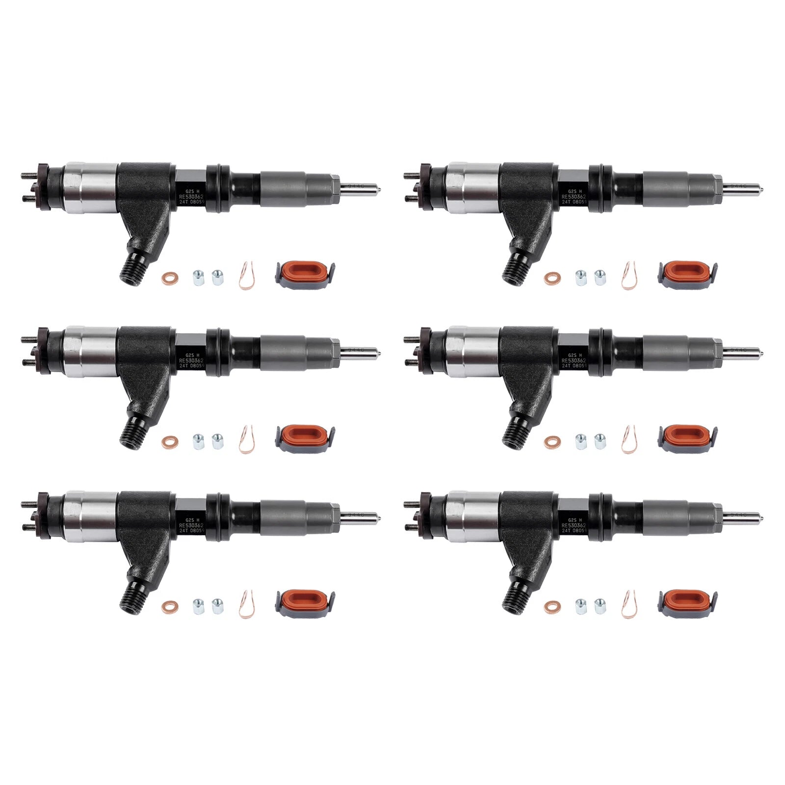 6Pack Common Rail Injectors for John Deere 4045T 6068T (RE531209 DZ100212)