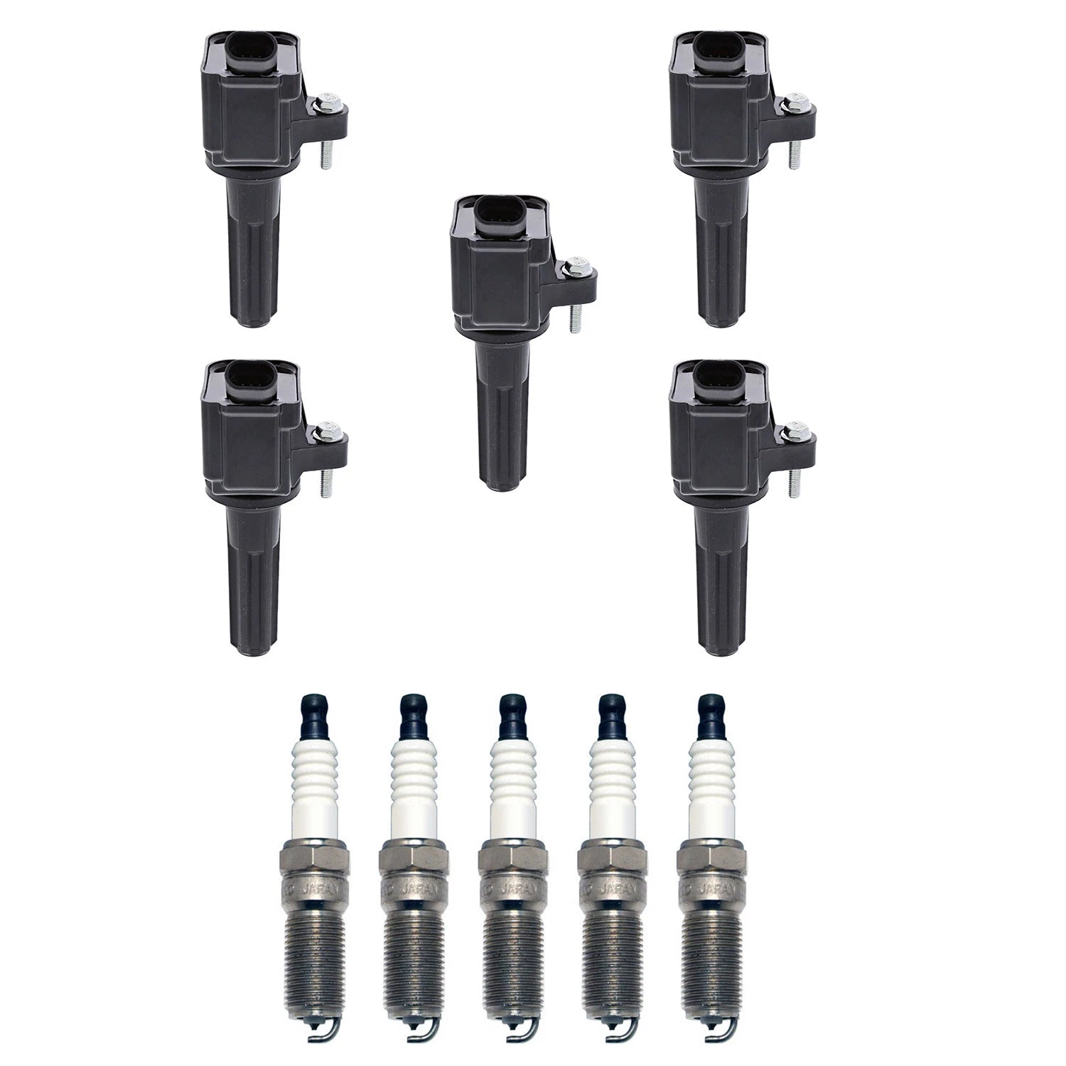 Set of 5 Ignition Coils & Platinum Spark Plugs for Canyon Colorado H3T (2004–2012)