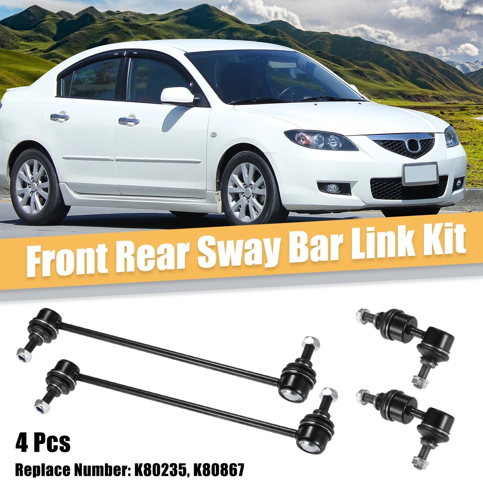 Set of 4 Sway Bar Stabilizer End Links for Mazda 3 (2004–2013) No.K80235/K80867