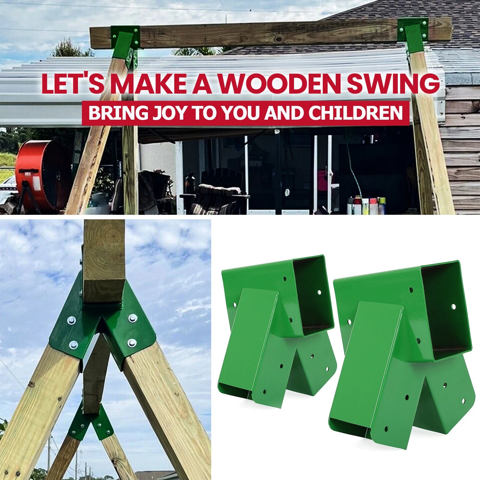 Set of 2 A-Frame Brackets for Swing Set (Fits Various Models)