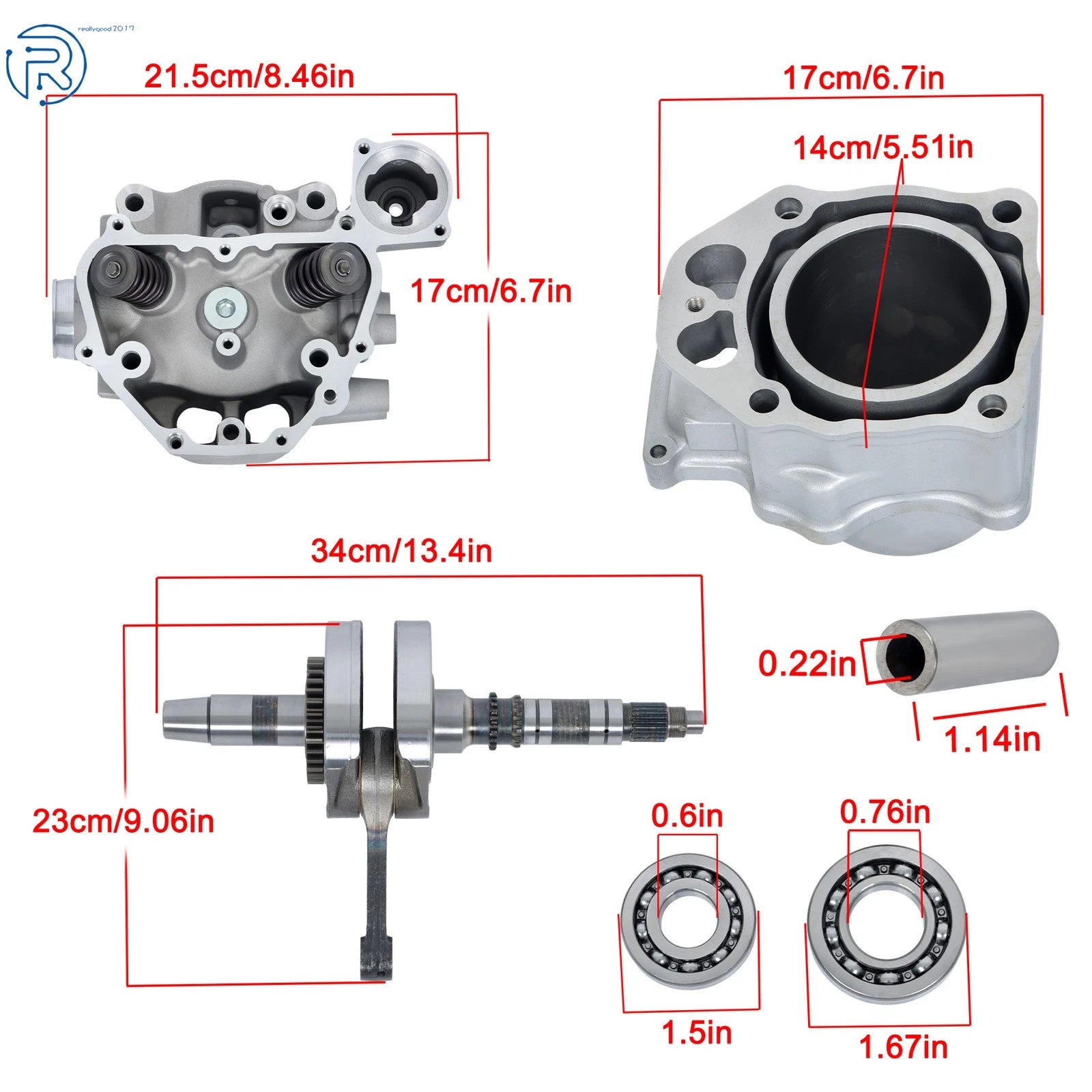 Engine Cylinder Head Crankshaft Rebuild Kit for Honda TRX420 (2009-2024)