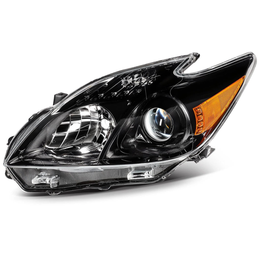 2X Headlight Assembly for Toyota Prius (2010–2011) - Black Amber