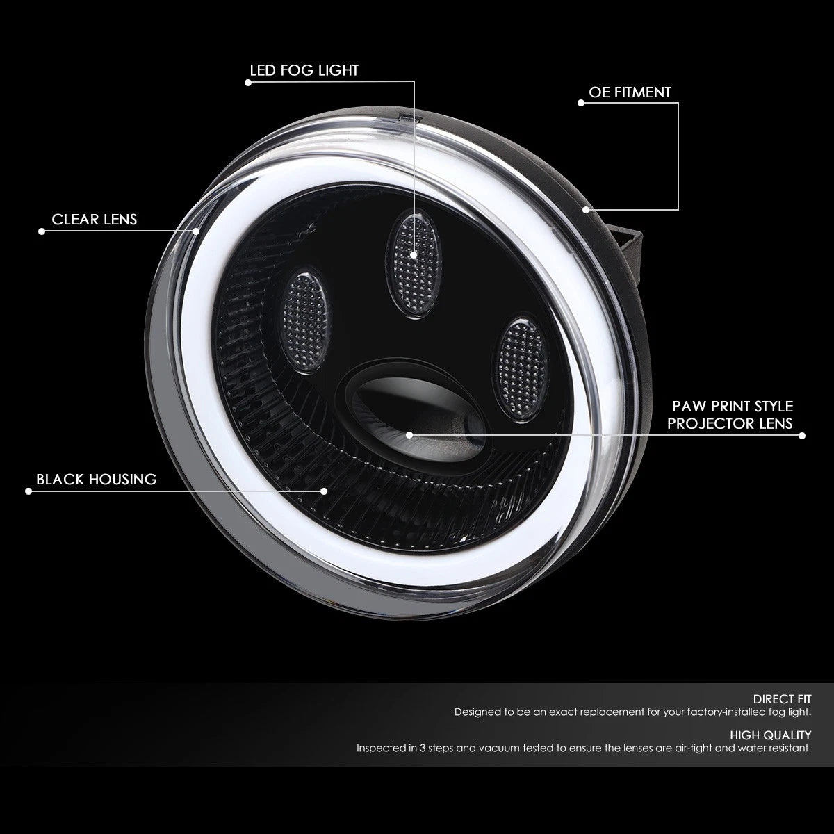 LED Halo Projector Fog Lights for Sierra 1500/2500/3500 (2007–2014)