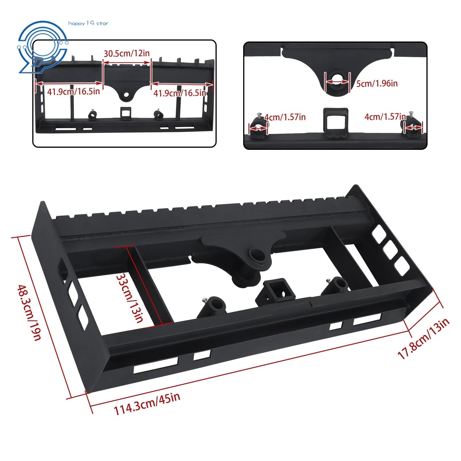 Heavy Duty Skid Steer Pallet Fork Frame with Receiver Hitch & Spear Sleeve