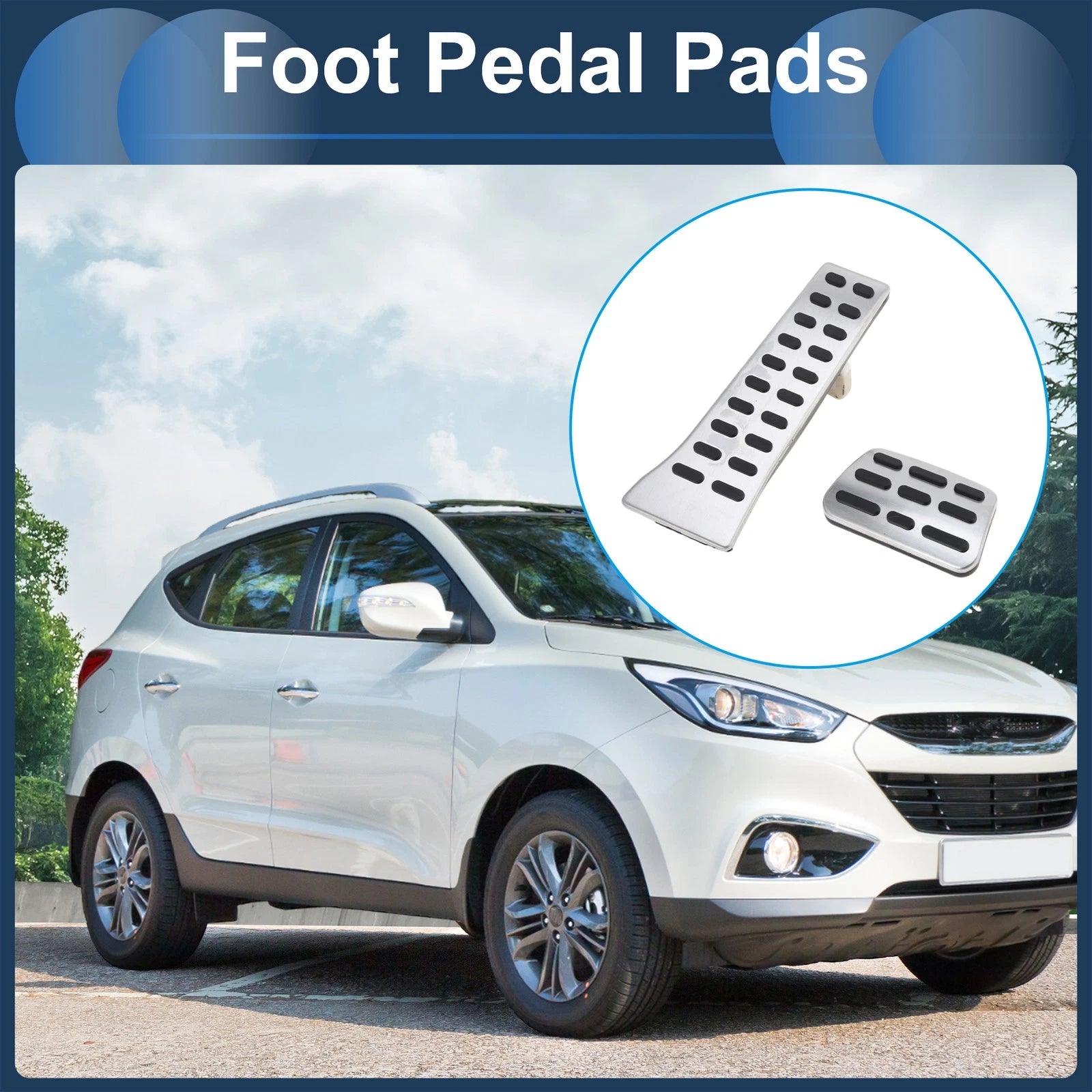 Set of 1 Automatic Footrest Pedals Cover for Hyundai Tucson (2016–2023) Silver Tone