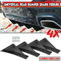4X Universal Rear Bumper Diffuser Shark Fin Spoiler Lip Splitter Carbon Fiber