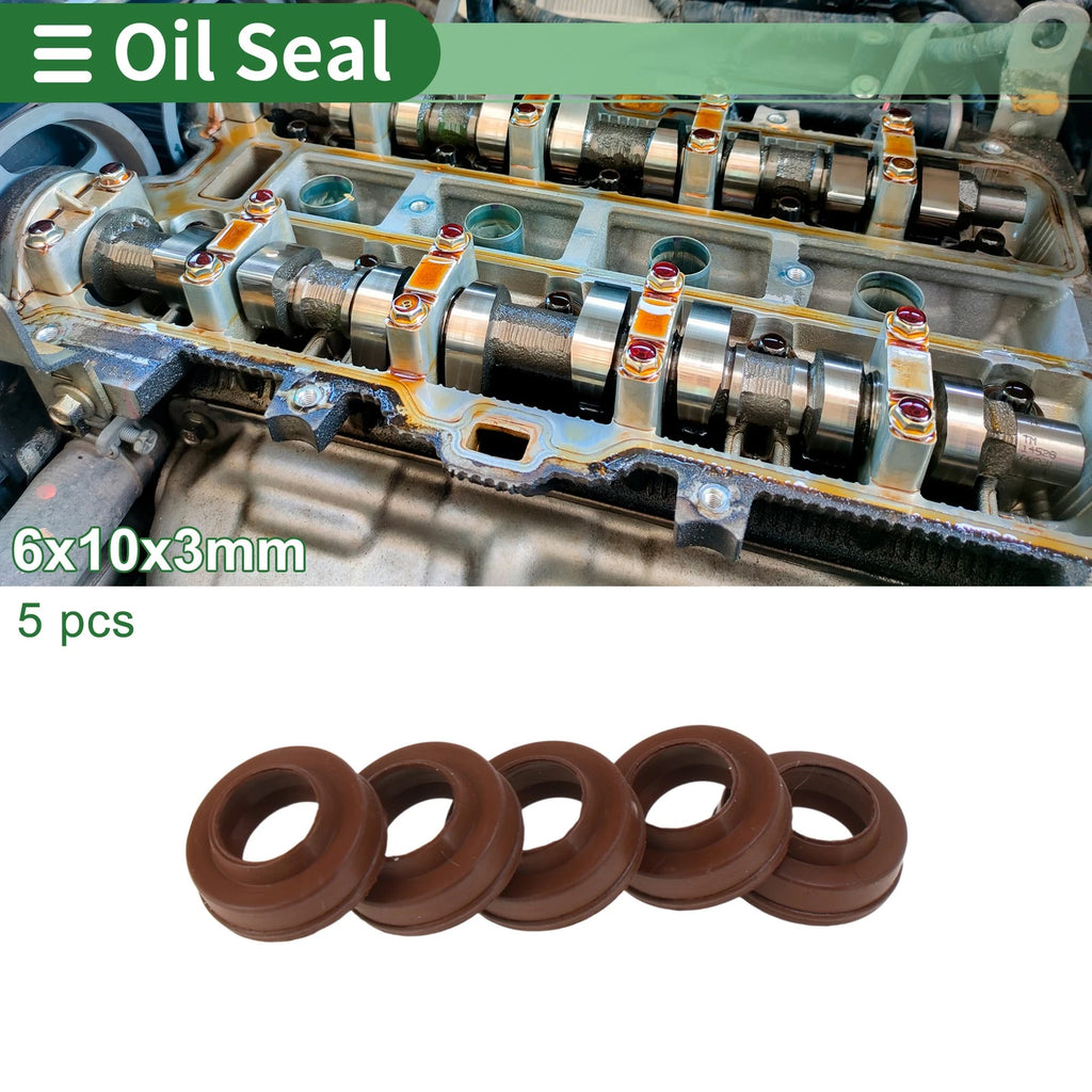 Set of 5 Oil Seal Rotary Shaft Seal FKM Rubber 6x10x3mm