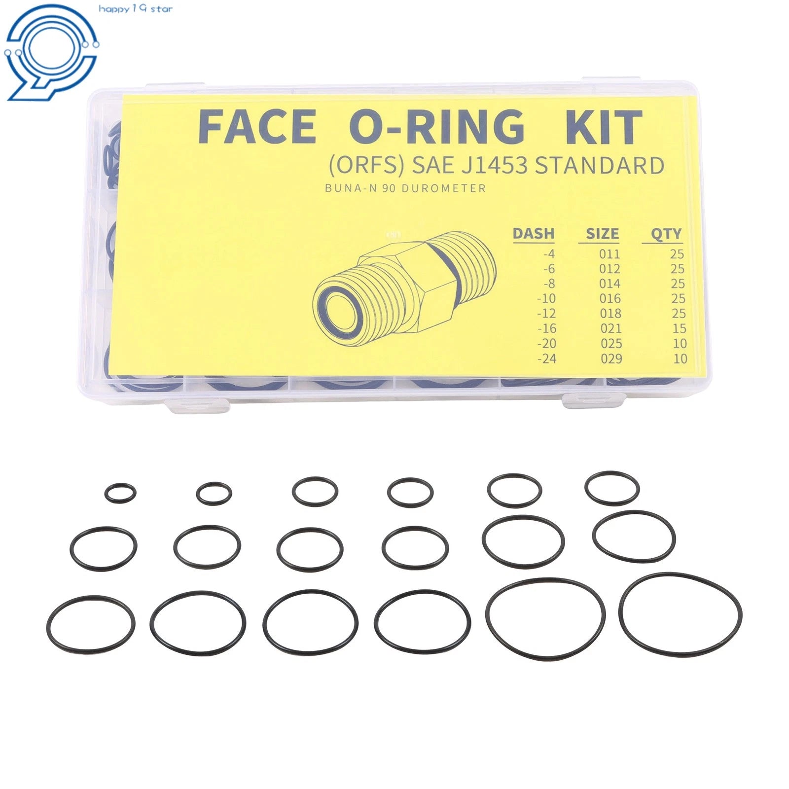 Hydraulic O-Ring Kit for FACE ORFS Fittings (155 Pieces, 8 Sizes)