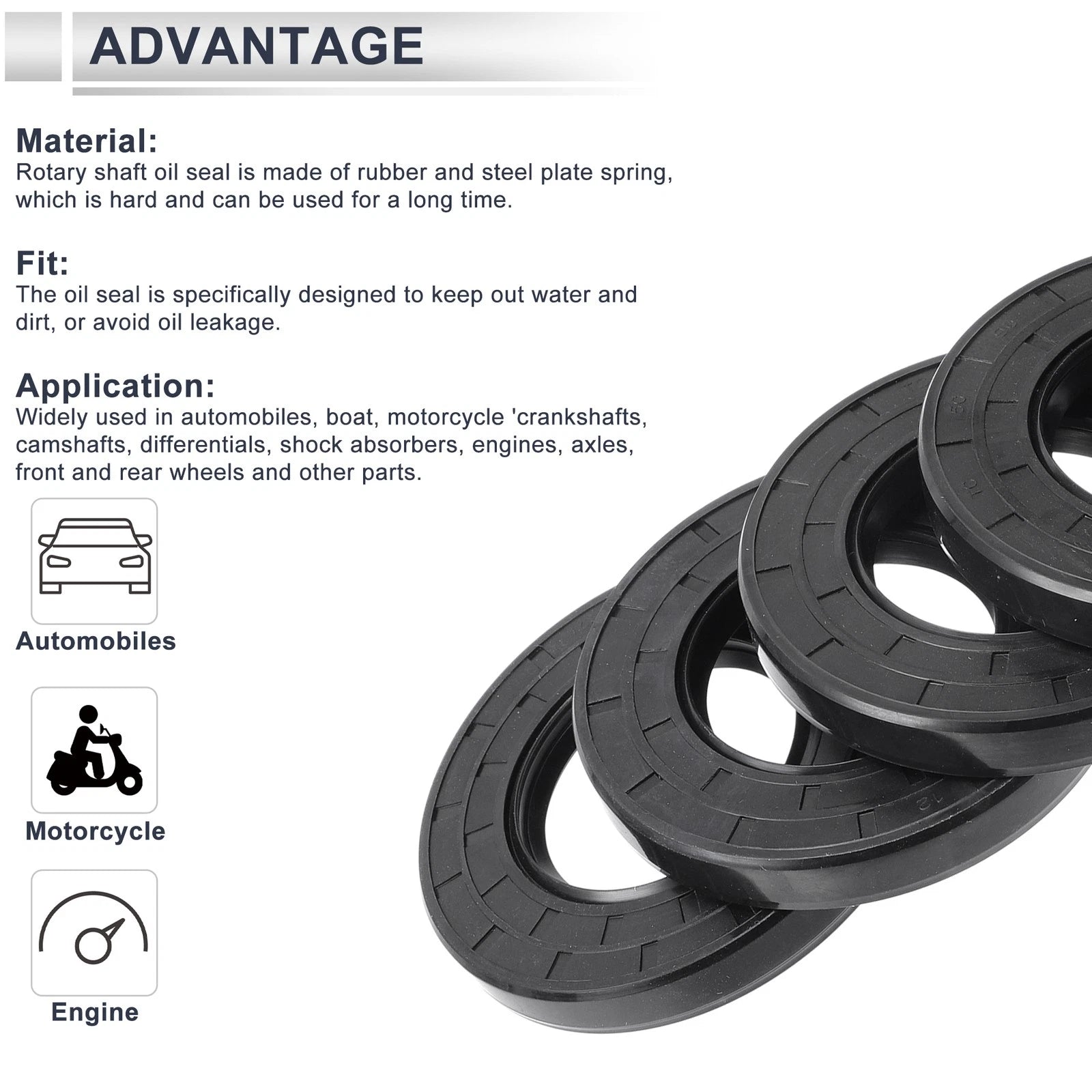 Set of 5 Oil Seal Rotary Shaft Seal 50x90x12mm Nitrile Rubber