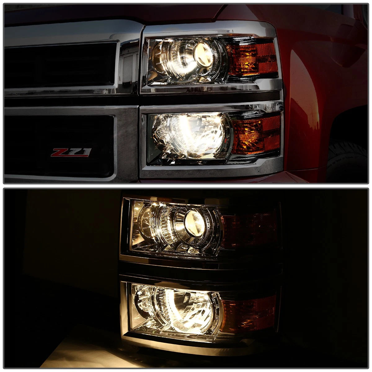 Smoked Housing Amber Side Projector Headlight for Chevy Silverado (2014–2015)
