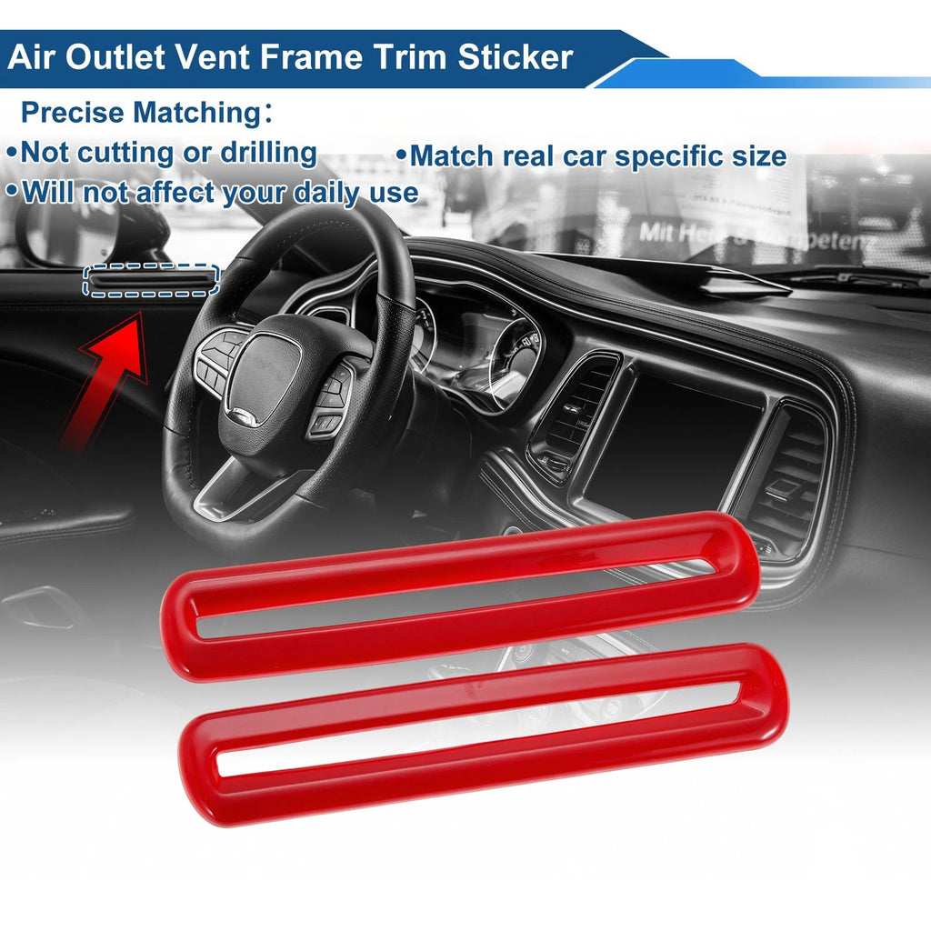 2X Air Condition Outlet Vent Trim Cover Frame for Dodge Challenger (2015–2023) Red