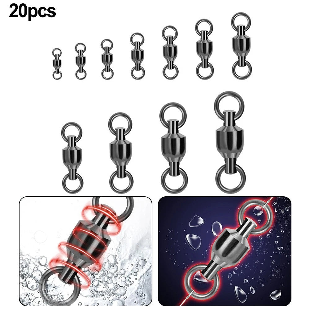 20 Pack Split Rings for Sea Fishing - Stainless Steel Bearings