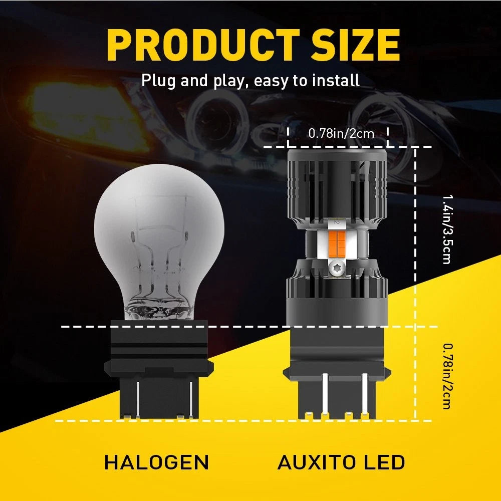 2X 3157 Error-Free Switchback White-Amber 10-LED Bulbs for DRL-Turn Signal