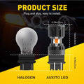 2X 3157 Error-Free Switchback White-Amber 10-LED Bulbs for DRL-Turn Signal