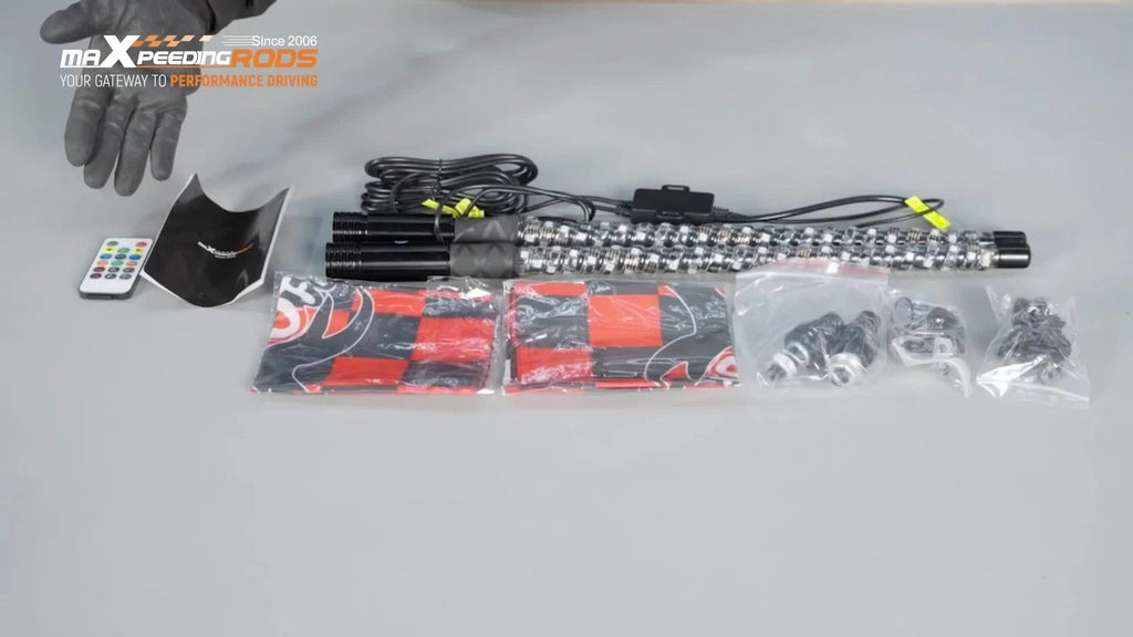 2X 2FT RGB LED Whip Lights for Polaris RZR