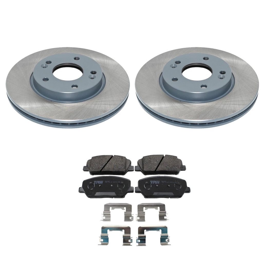 DuraGo Front Rotor & TRW Pro Low-Met Disc Brake Pad Kit for Forte5 Veloster (2014–2019)