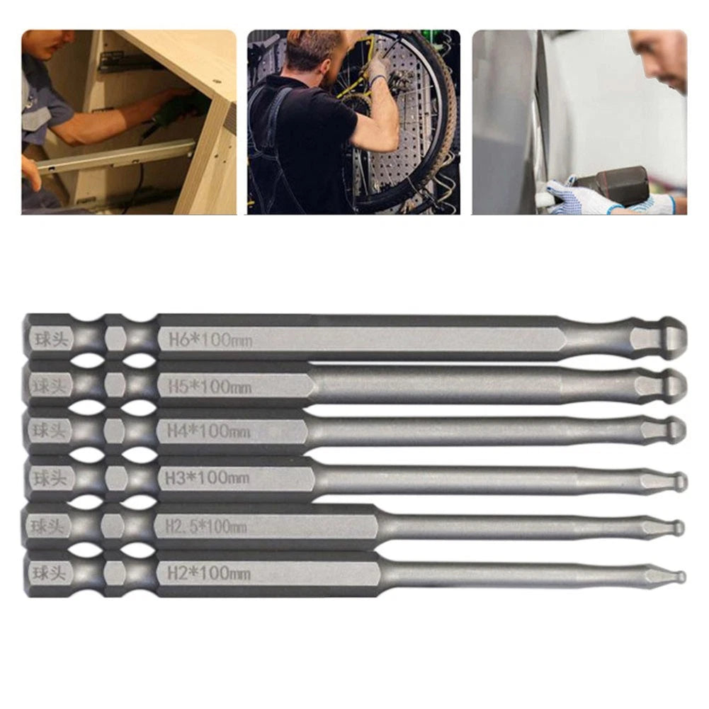 Hex Screwdriver Bit for (3.93", Alloy Steel, Ball End)