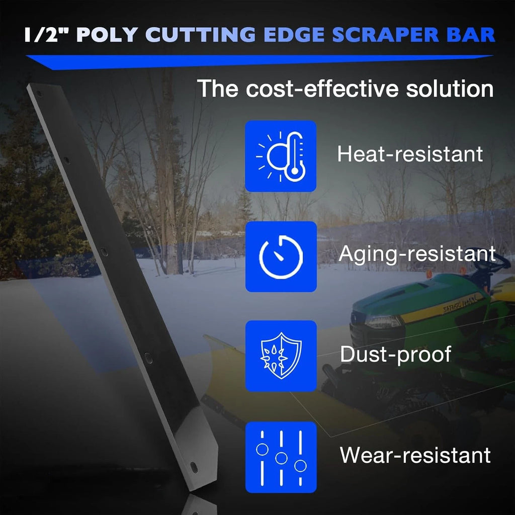 2-Pack Poly Cutting Edge Scraper Bar for John Deere 54" Snow Plow