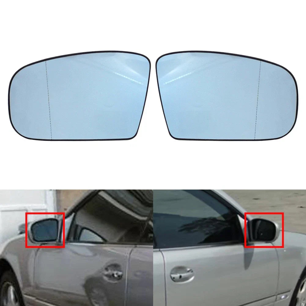 Blue Heated Side Mirror Glass with Plate for Mercedes CL500 (2000-2003)
