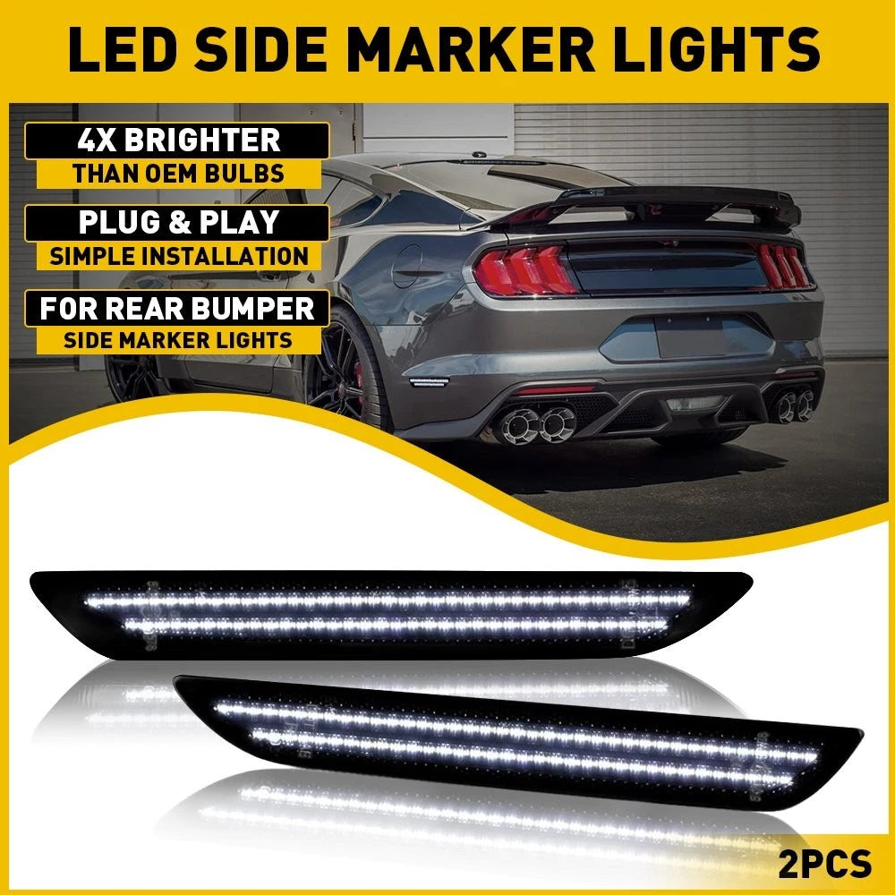 Smoked Lens LED Rear Bumper Side Marker Lights for Ford Mustang (2015–2022)