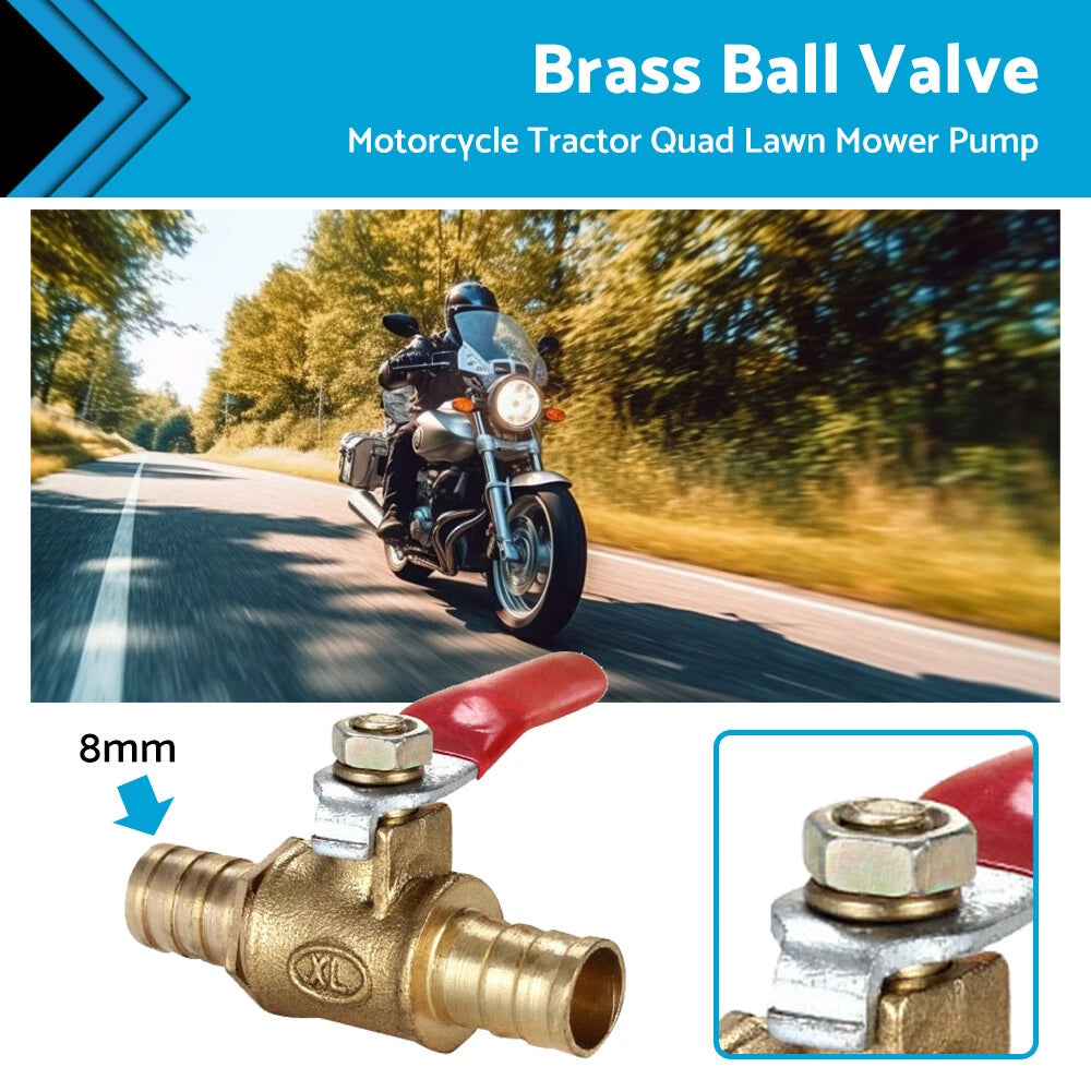 In-Line Fuel Tap Brass 8mm 5/16" for Motorcycle Tractor Quad Lawn