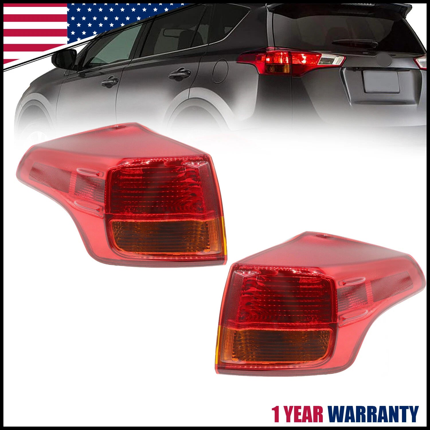 Outer Tail Lights Brake Lamps for Toyota RAV4 (2013–2015) - Passenger + Driver Side