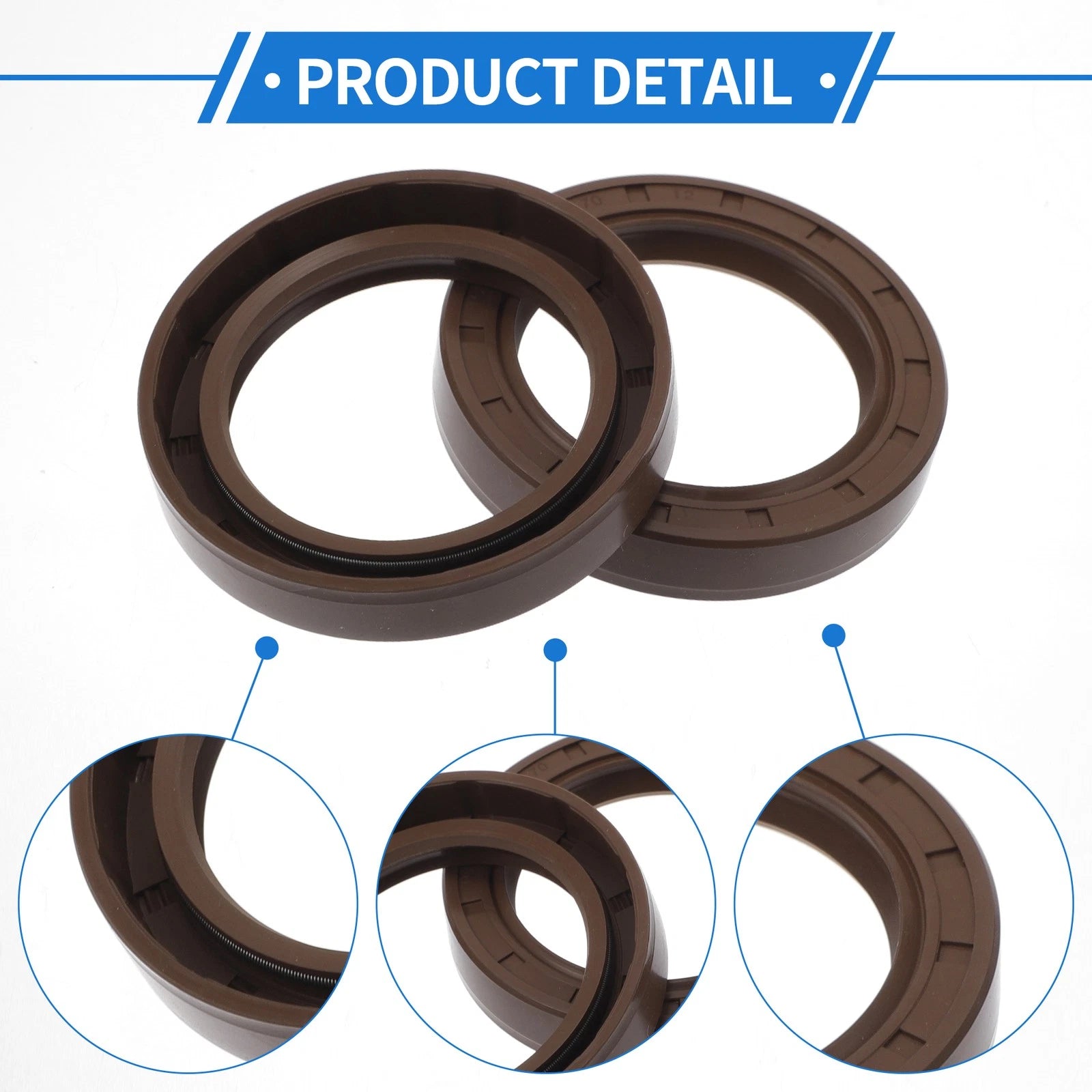 2X Oil Seal Rotary Shaft Seal FKM Rubber 50x70x12mm for Various Models