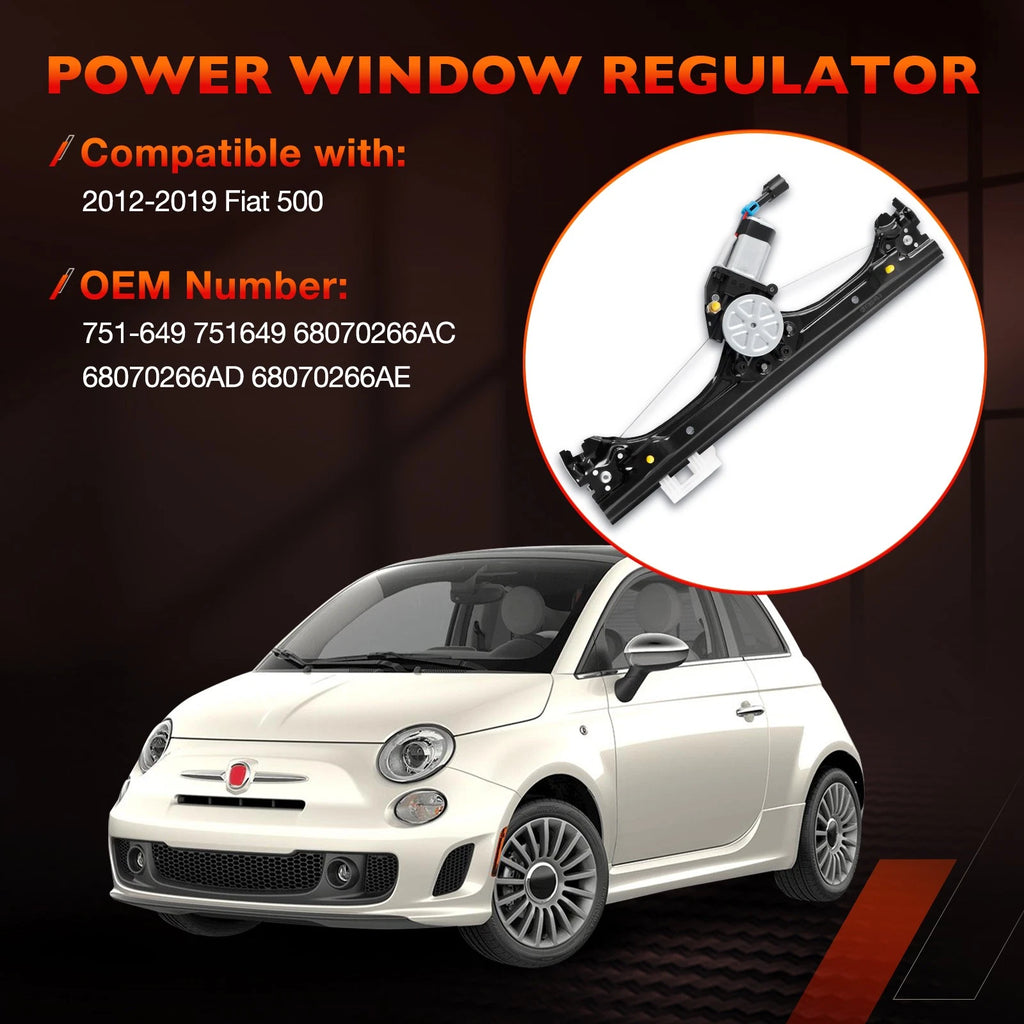 Front Right Power Window Regulator w/ Motor Assy for Fiat 500 (2012–2019)