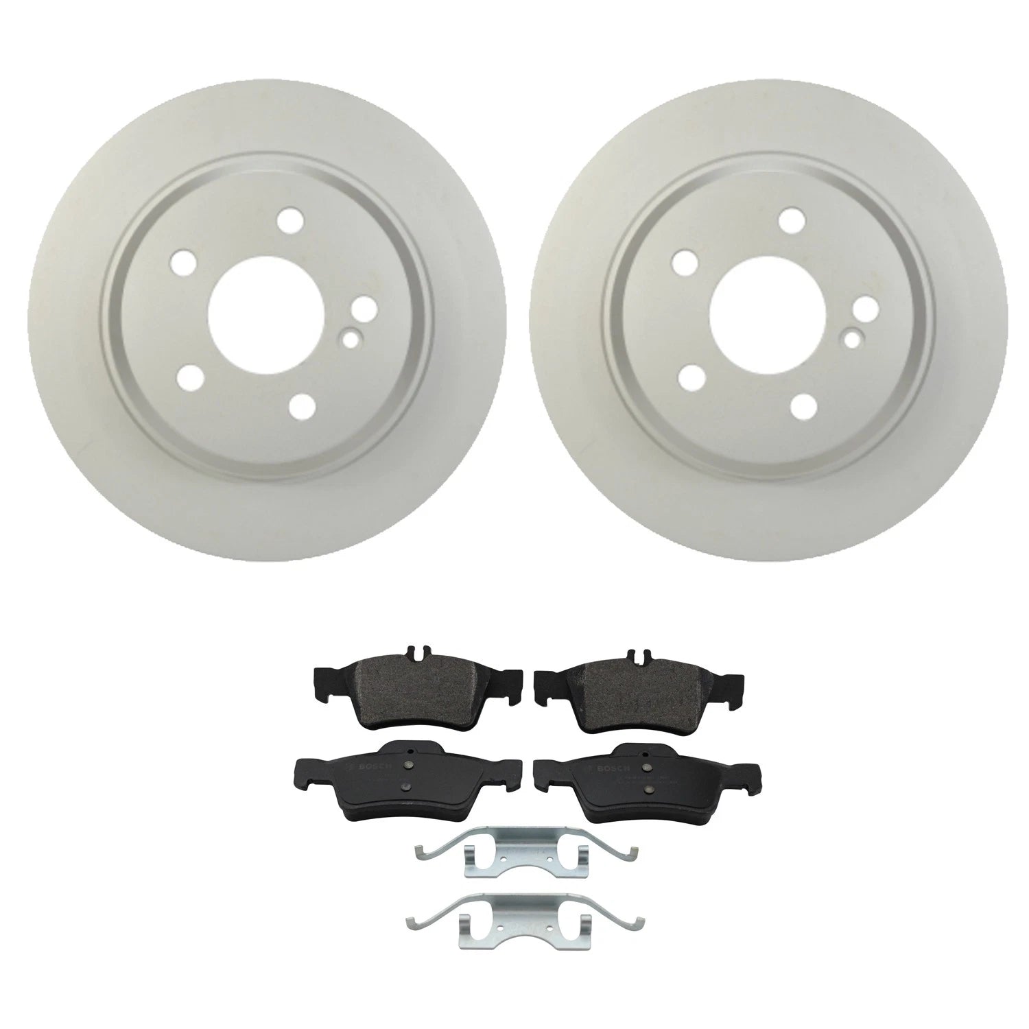 Hella Rear Rotors & Bosch QuietCast Brake Pads Kit for Mercedes W211 E320 (2003–2009)