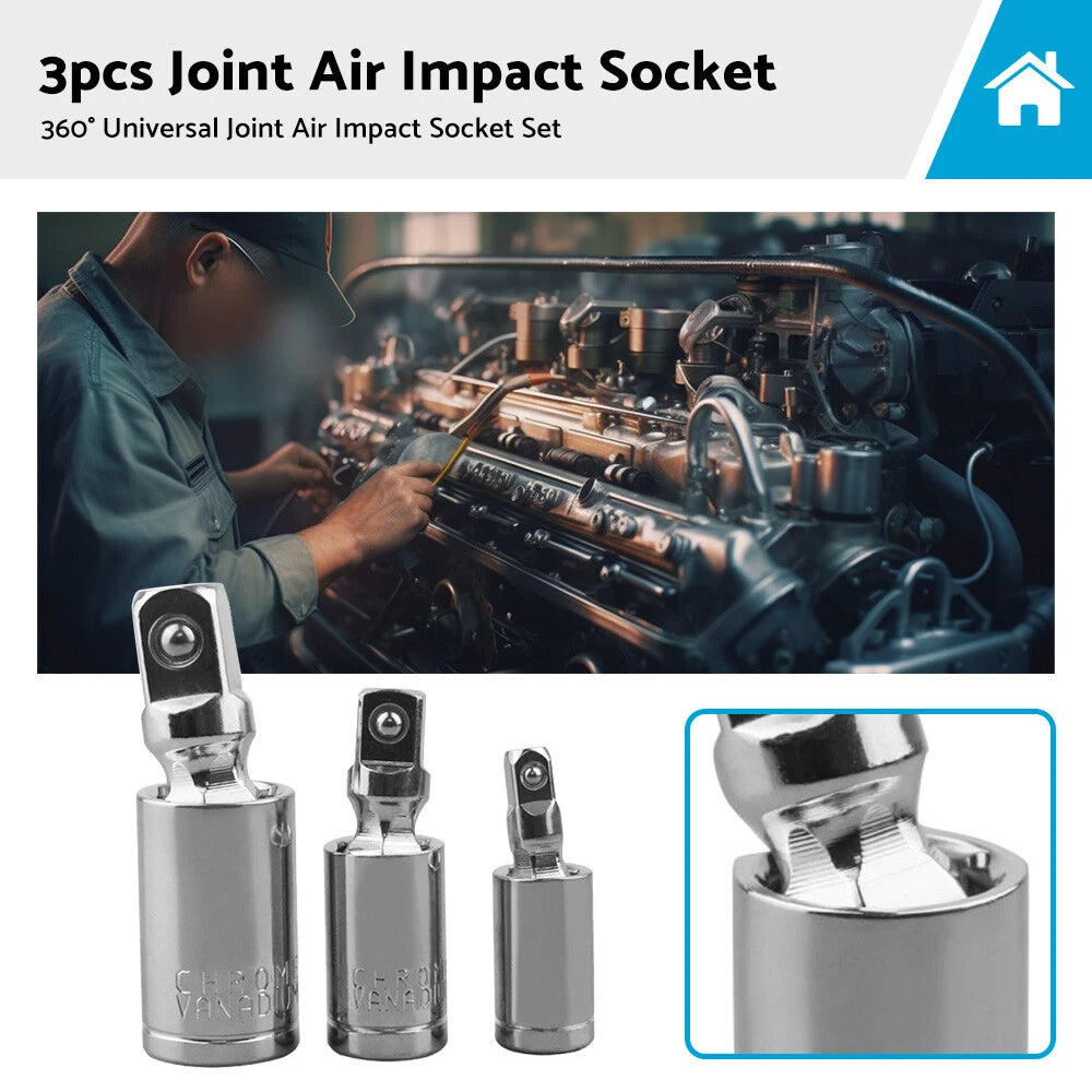 3Pcs Universal Joint Socket Set for Various Makes and Models