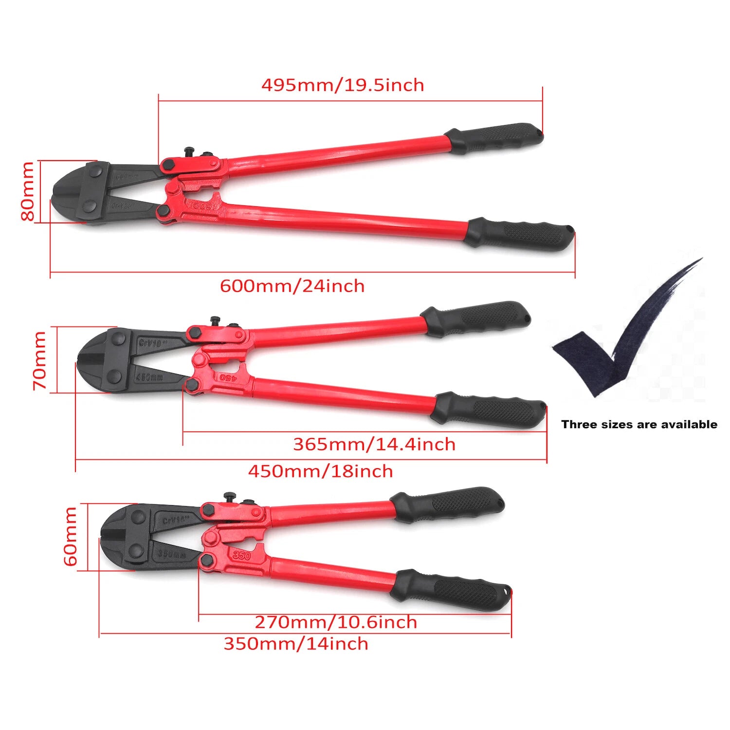18" Bolt Cutter for Industrial Use (Wire Cut Steel Cable)