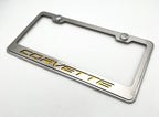 Stainless Steel License Plate Frame with Yellow Carbon Fiber for Corvette (C7) (2014–2019)