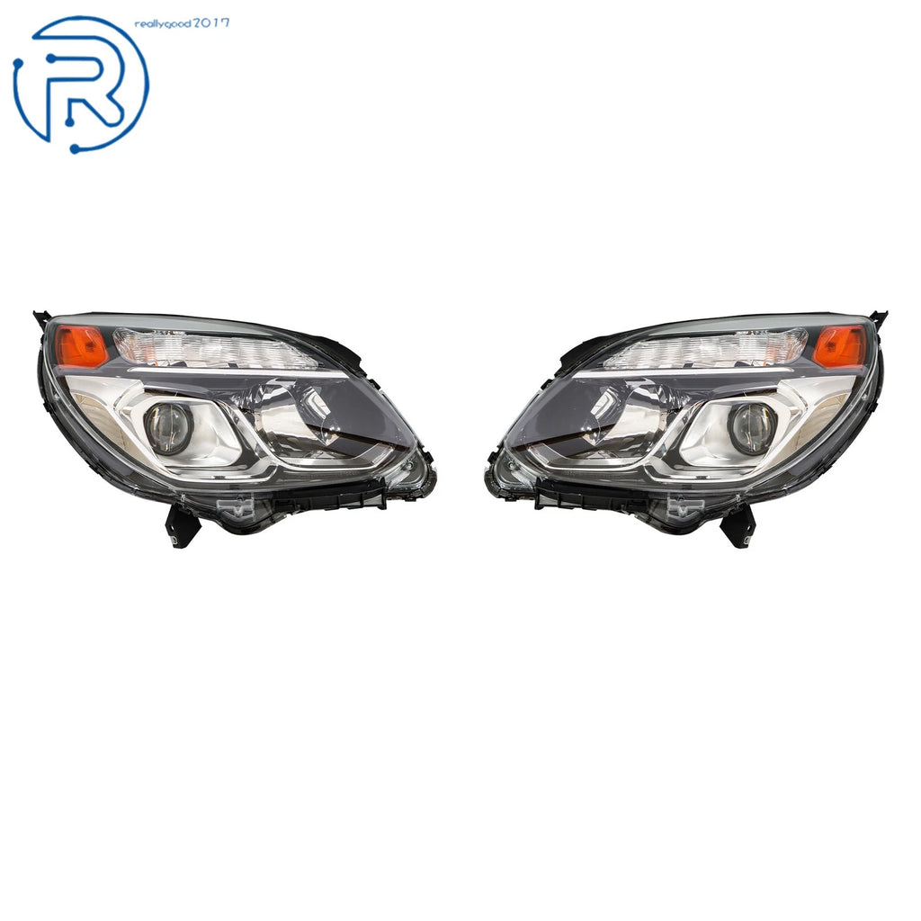 Headlight Assembly Set for Chevy Equinox (2016-2017) Clear Halogen