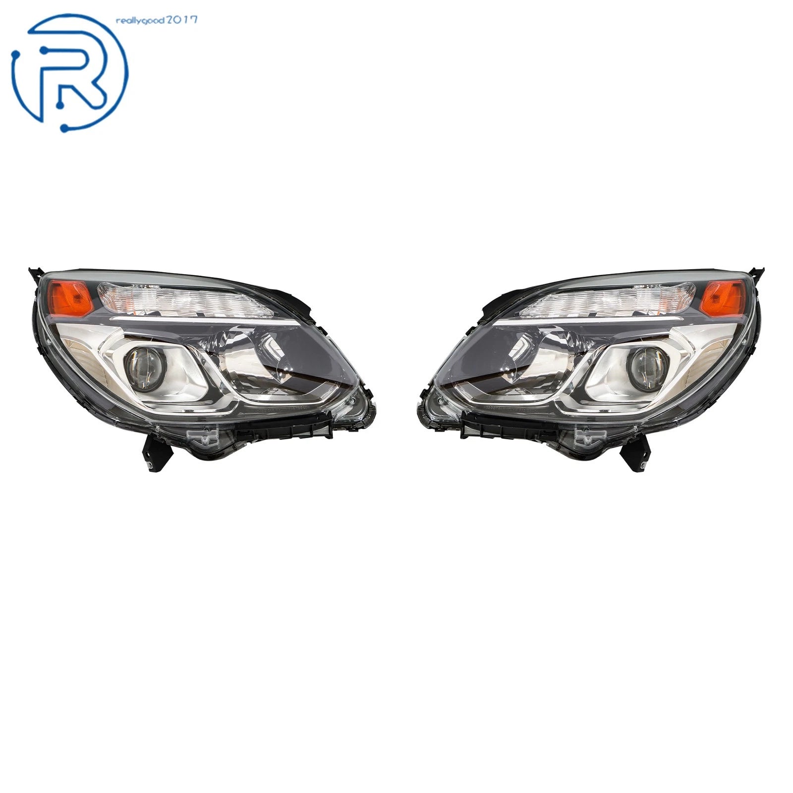 Headlight Assembly Set for Chevy Equinox (2016-2017) Clear Halogen