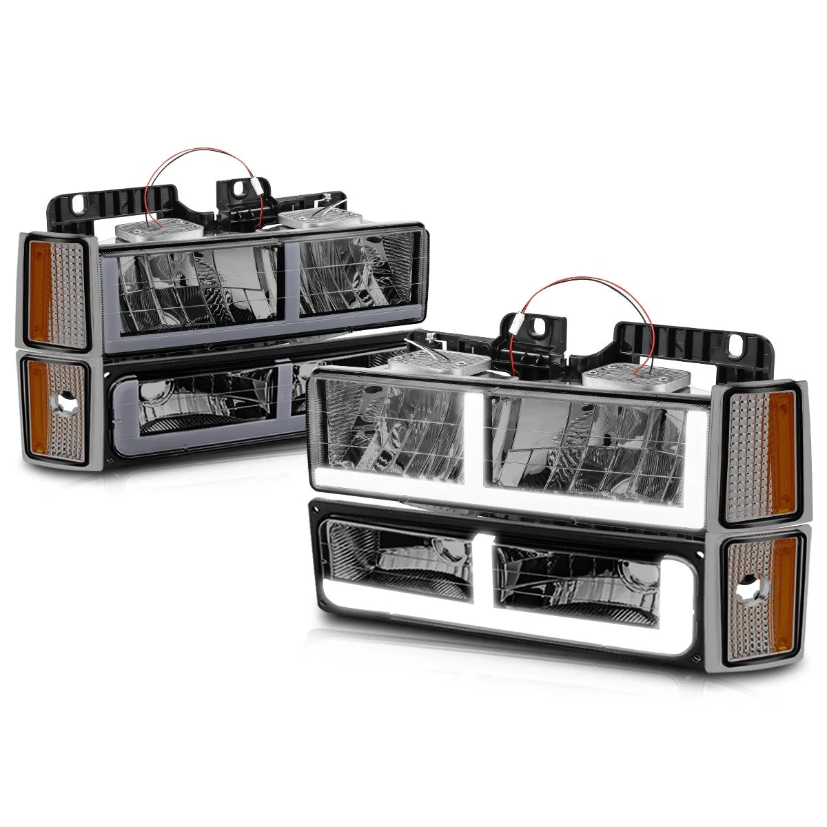 F-Shape LED DRL Headlights for Chevy C/K 1500-3500 Suburban (1988–1993)