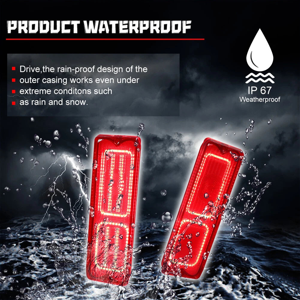 Pair Red LED Tail Lights for Chevy GMC Fleetside Pickup (1967–1972)