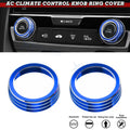 2PCS Blue AC Climate Control Knob Ring Cover for Honda Civic 2016–2021