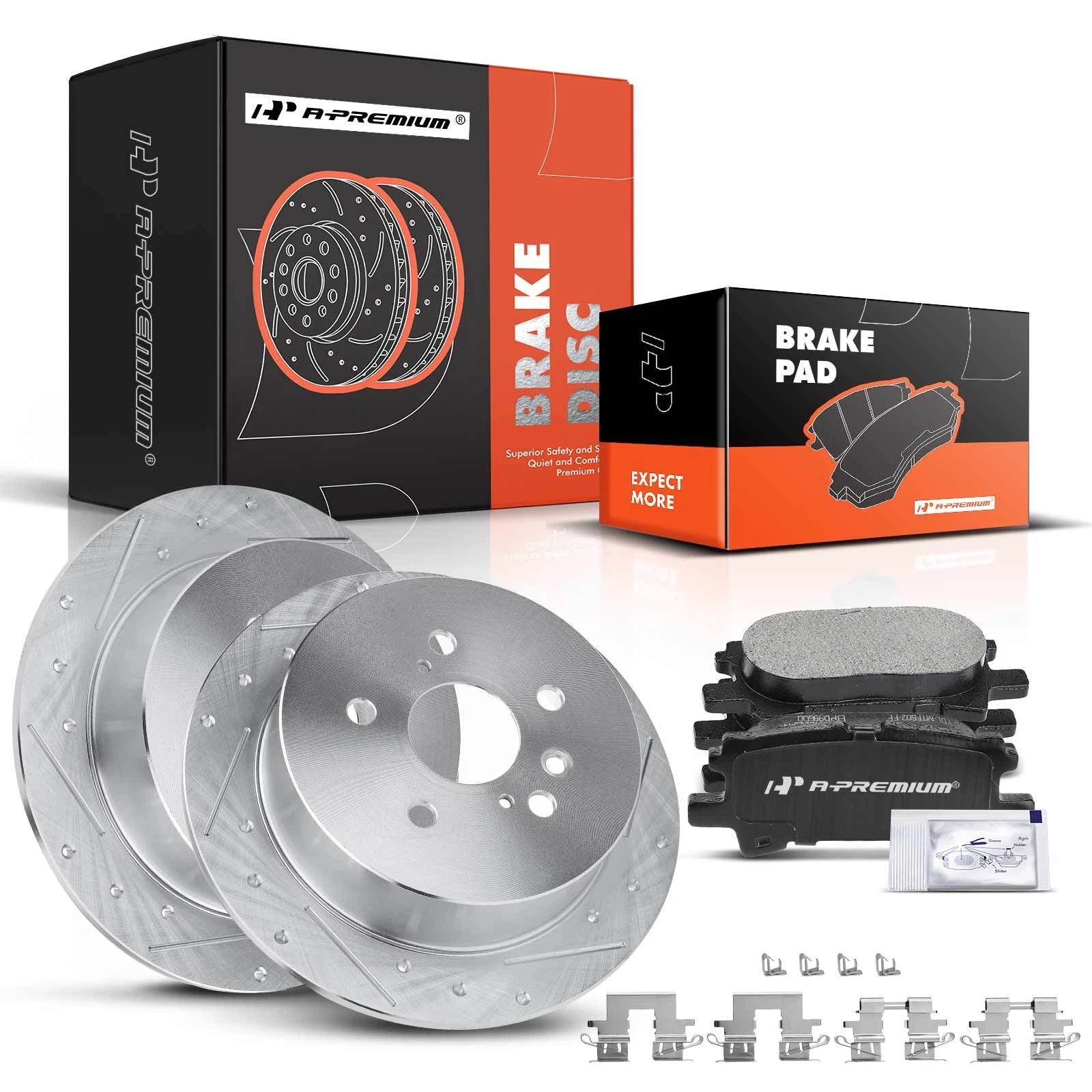 Rear Drilled Brake Rotors and Ceramic Pads for Toyota Highlander (2004–2007)