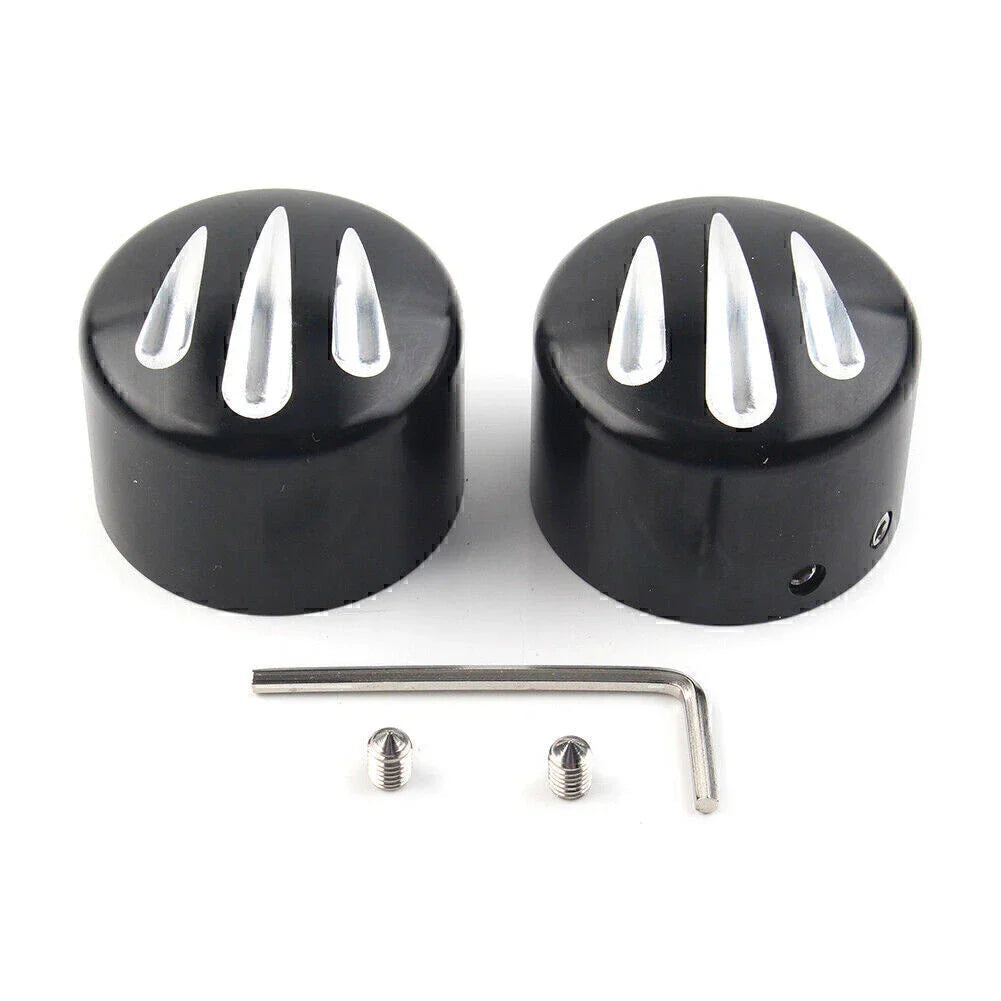 Black  Front Cut Axle Nut Cap Covers for Harley Softail Touring