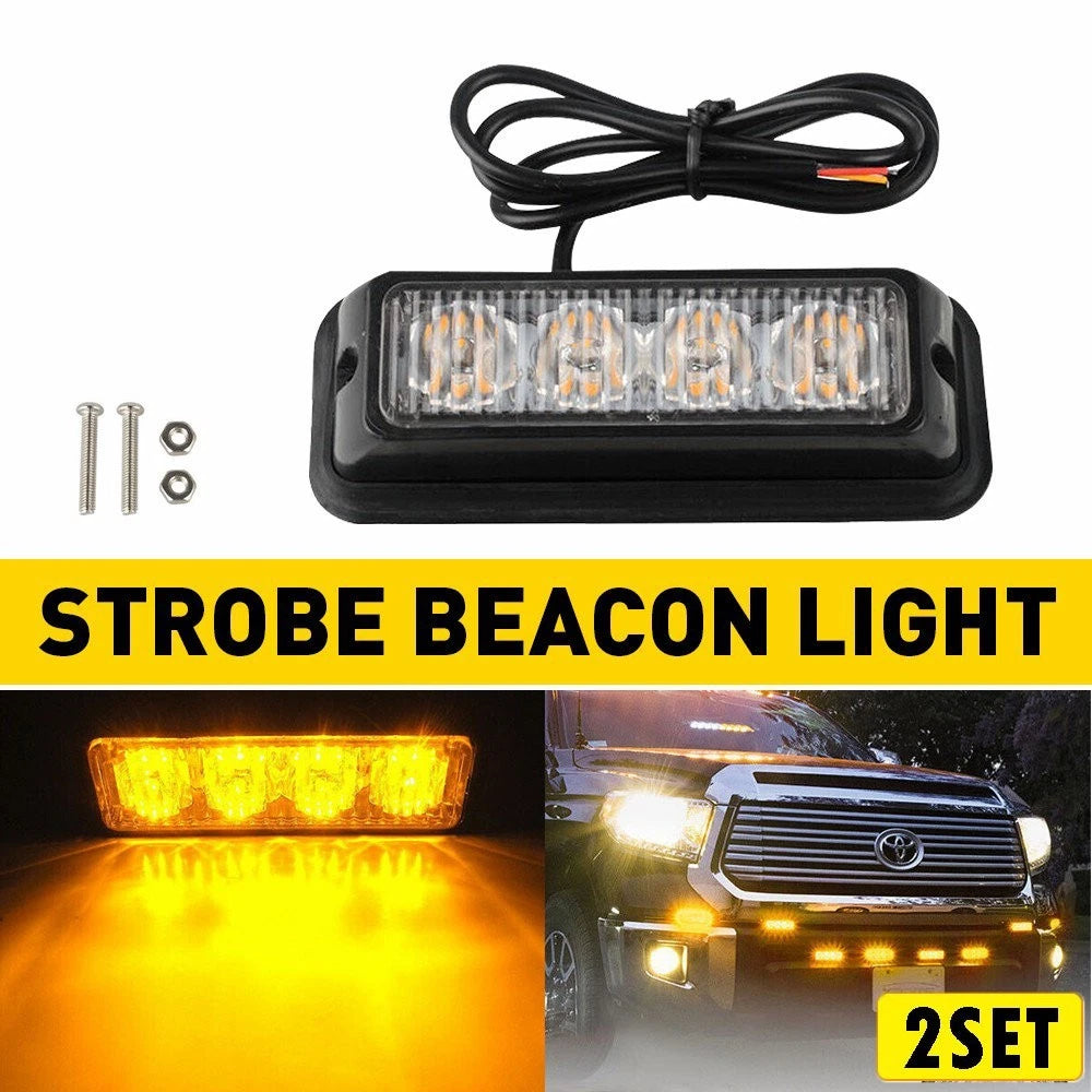 2X Yellow LED Grill Strobe Light for Universal Vehicles (2010–2023)
