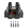Denso Ignition Coil & 4 Iridium Spark Plugs Kit for Escort Tracer (1990–1996)