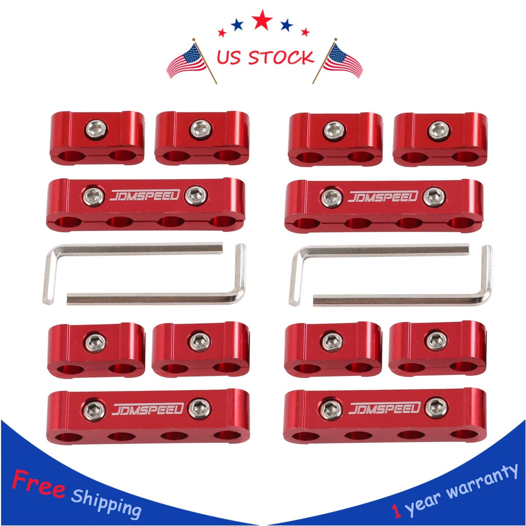Set of 12 Red Spark Plug Wire Separator Dividers for Racing Car