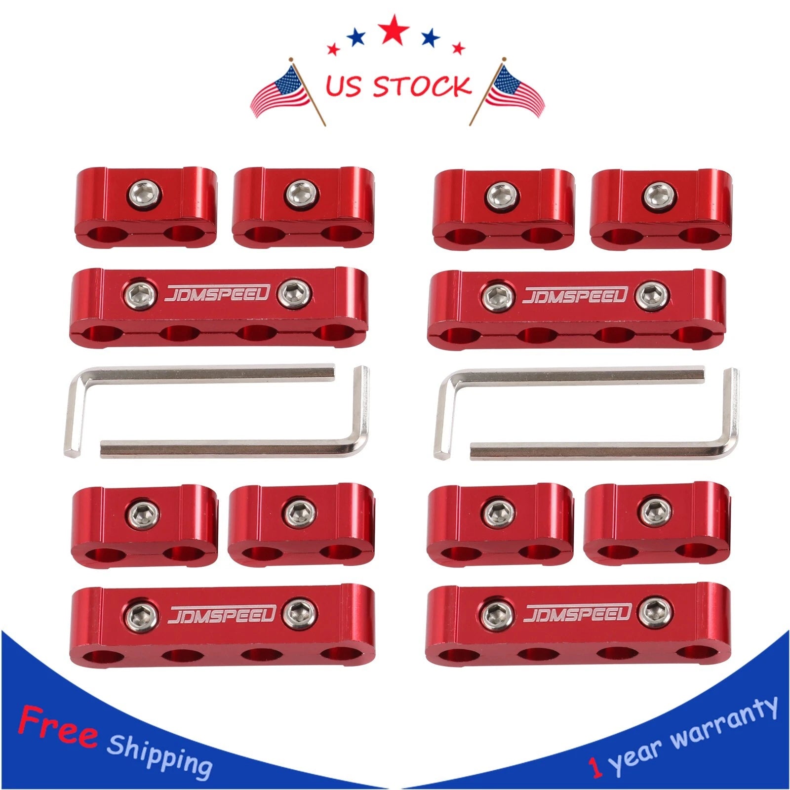 Set of 12 Red Spark Plug Wire Separator Dividers for Racing Car