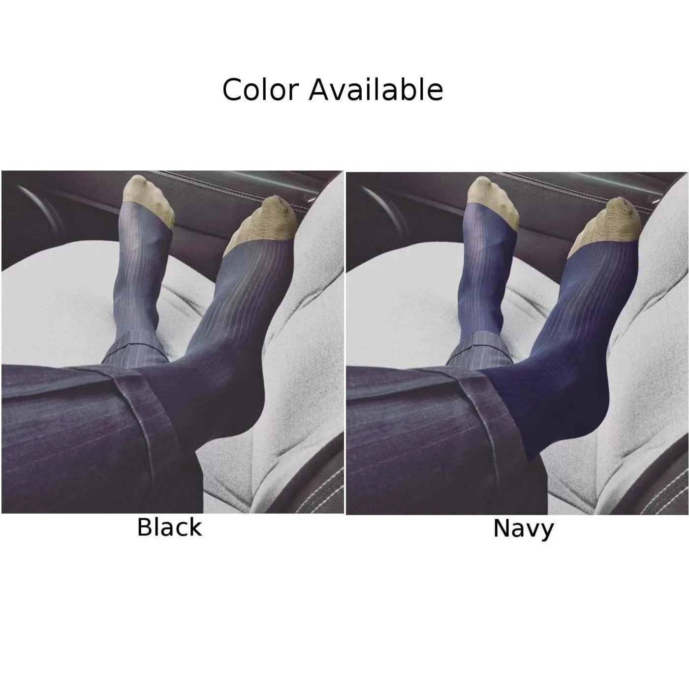 Knee High Dress Socks for Men - Ultra Thin Sheer Silky Striped (1 Pair)