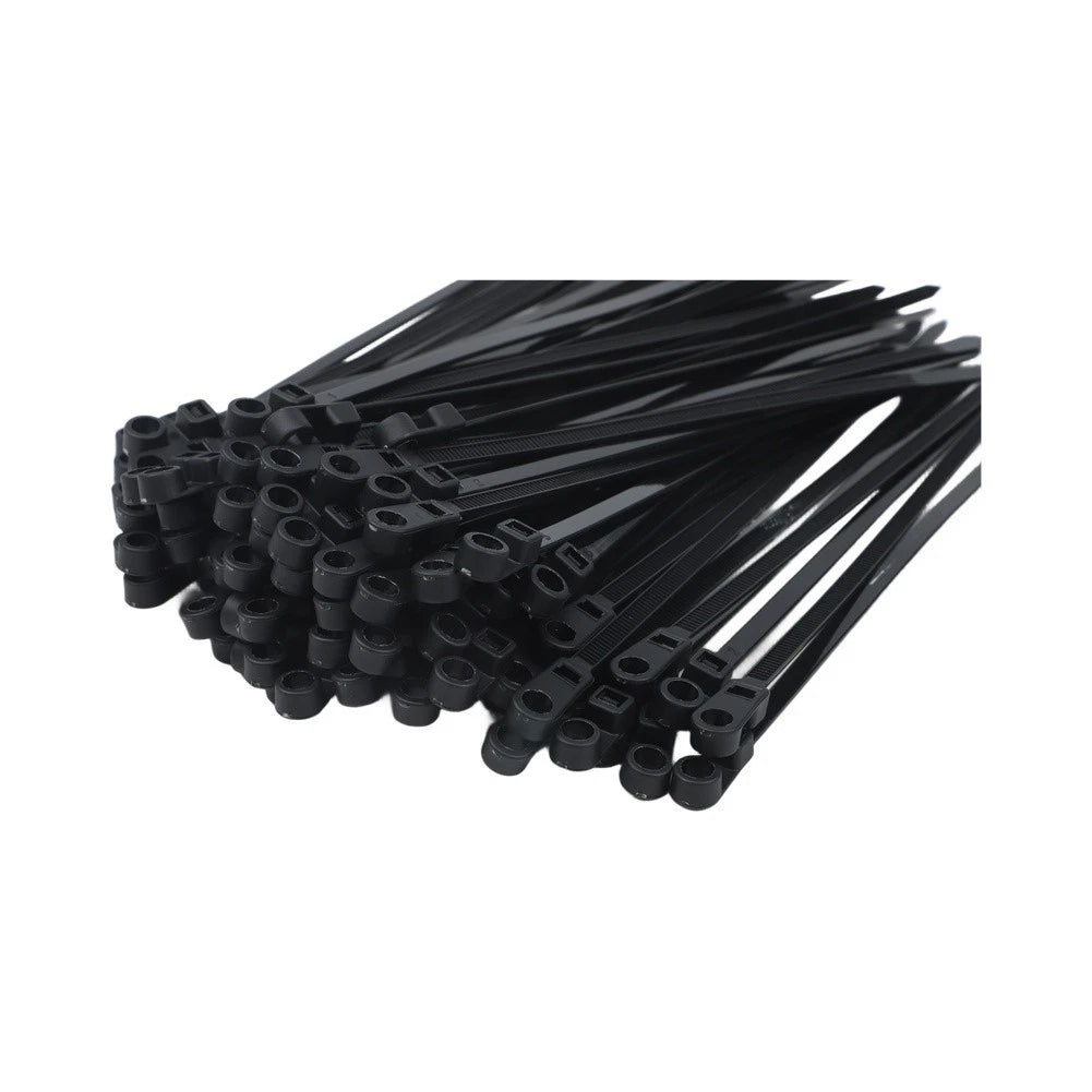 Black Screw Mount Cable Ties 8 Inch (Set of 4) UV Resistant 75 lbs Tensile Load