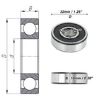 6201VV Deep Groove Ball Bearing for Scooter Skateboard Wheel (12x32x10mm)