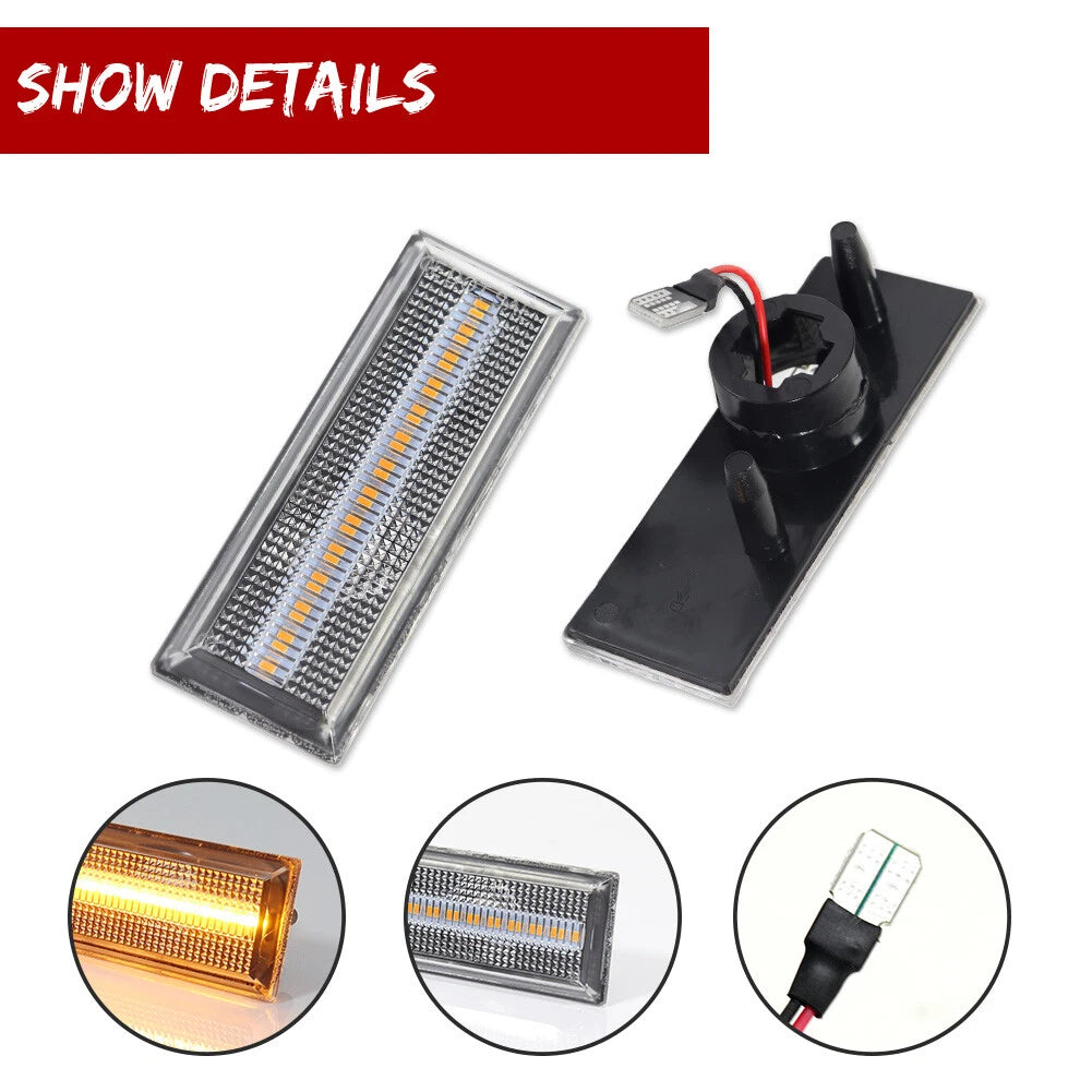 2X Clear Lens Amber LED Front Side Marker Light for Oldsmobile Cutlass (1981–1988)